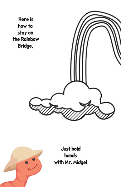 Line art of rainbow streaming from a cloud