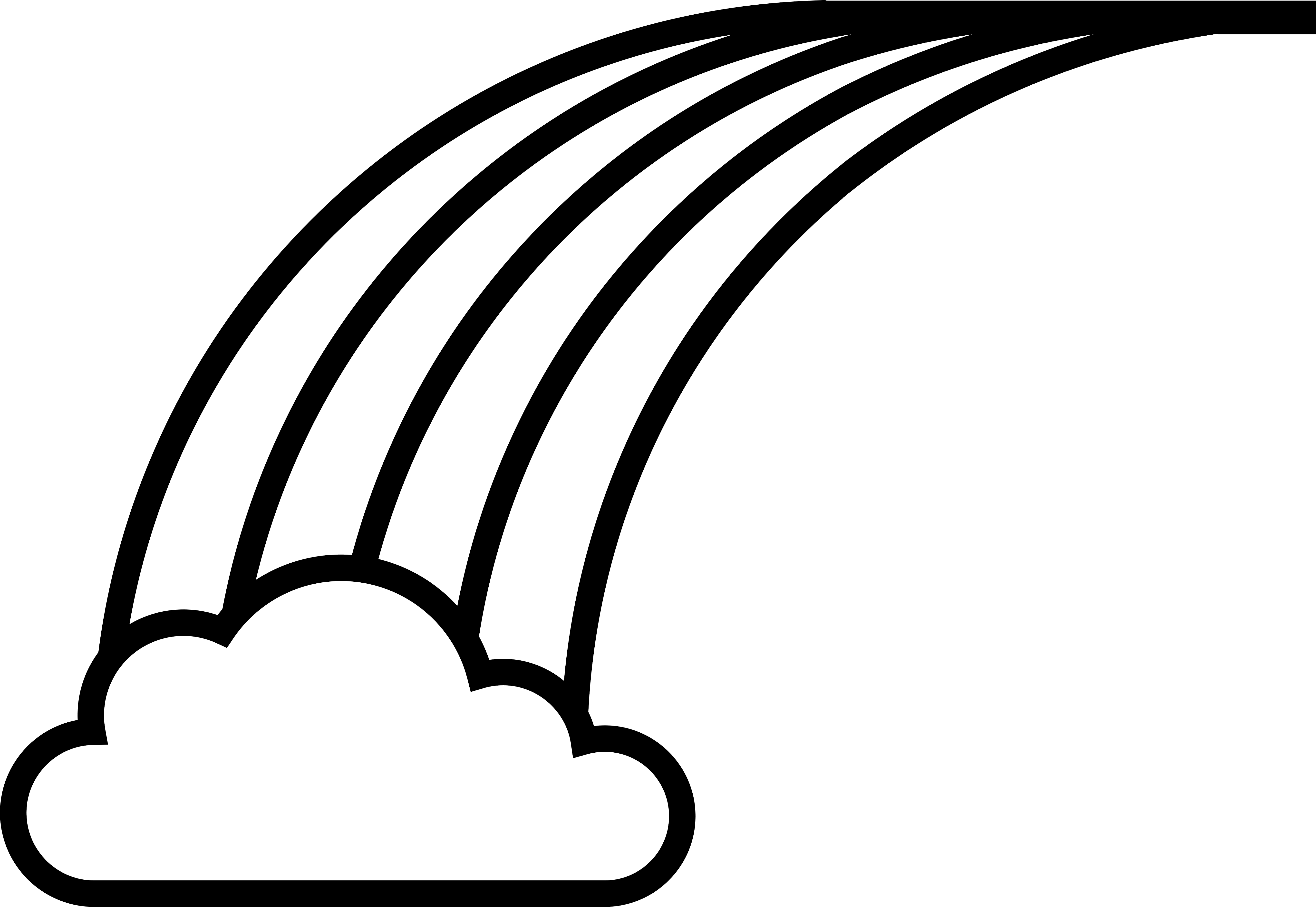 Coloring page of a rainbow rising from a cloud